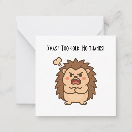 Wonky Zoo Christmas Moody Hedgehog- Flat Note Card Notitiekaartje (Voorkant)