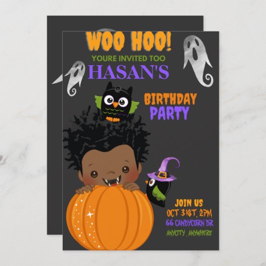 Woo Hoo Birthday Invitation Kaart (Voorkant / Achterkant)