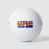 Woo Hoo  Groovy Tekst in ruste Golfballen (Voorkant)
