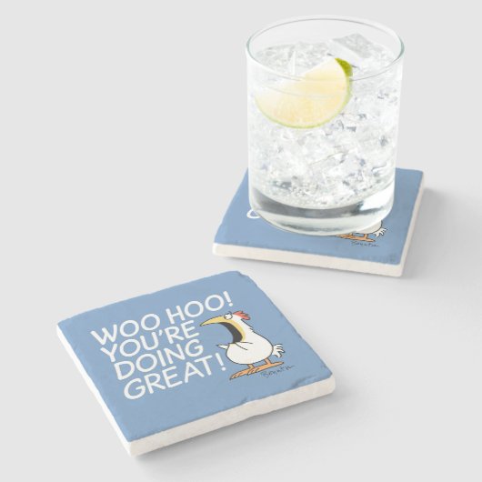 WOO HOO! JE DOET GROOT! Sandra Boynton Stenen Onderzetter (Zijkant)