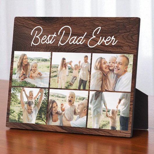 Wood 6 Photo Collage Best Dad Ever Custom Modern Fotoplaat