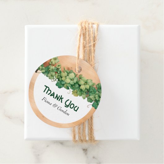 Wood and vine St Patricks Day Ierse rustieke bruil Bedankjes Labels (In situ)