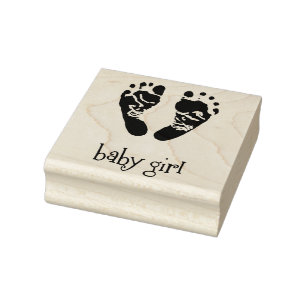 Wood Art Stamps/Baby Meisje met voeten Rubberstempel