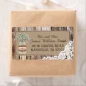 Wood Baby's Breath Lace Rustiek Bruiloft Label (Insitu)