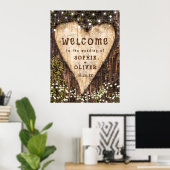 Wood Bark Heart Country Rustic WELCOME Wedding Poster (Thuiskantoor)
