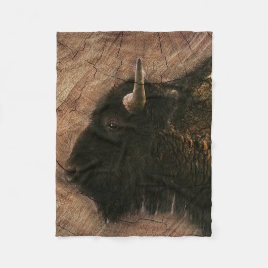 Wood Bison Buffalo Fleece Deken (Voorkant)