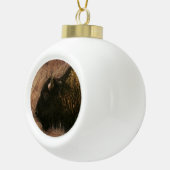Wood Bison Buffalo Keramische Bal Ornament (Rechts)