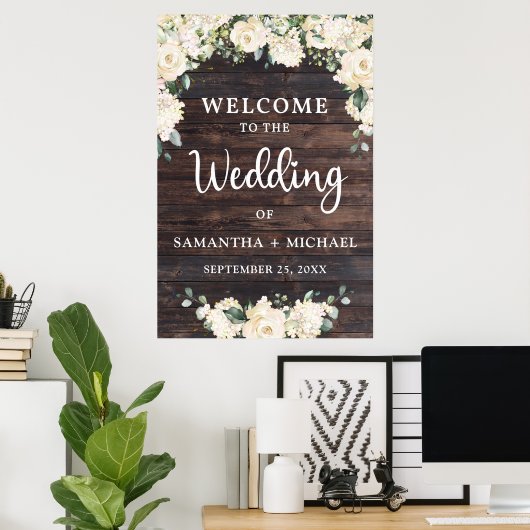 Wood  bruiloft welkom bord boho poster (Thuiskantoor)