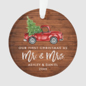 Wood Brush Script First Kerstman Truck PHOTO BACK Ornament (voorkant)