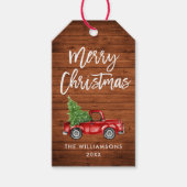 Wood Brush Script Kerstmis Truck Cadeaulabel (Voorkant)