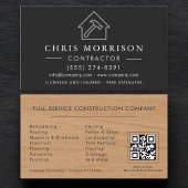 Wood Building Construction Black Silver QR Code Visitekaartje