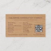 Wood Building Construction Burgundy Gold QR Code Visitekaartje (Achterkant)