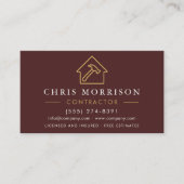 Wood Building Construction Burgundy Gold QR Code Visitekaartje (Voorkant)