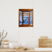 Wood-buisverlichting vers sneeuwoppervlak poster (Keuken)