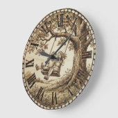 Wood Burned Swing Tree Wall Clock Grote Klok (Hoek)