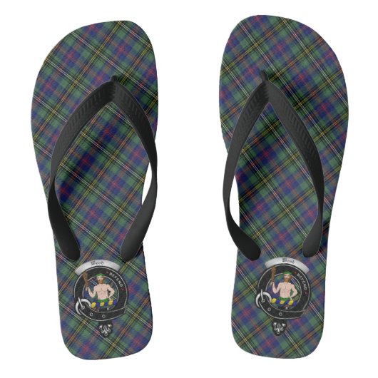 Wood Clan Badge & Tartan Teenslippers (Voetbed)