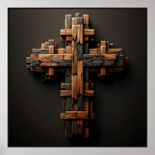 Wood Cross Art Poster