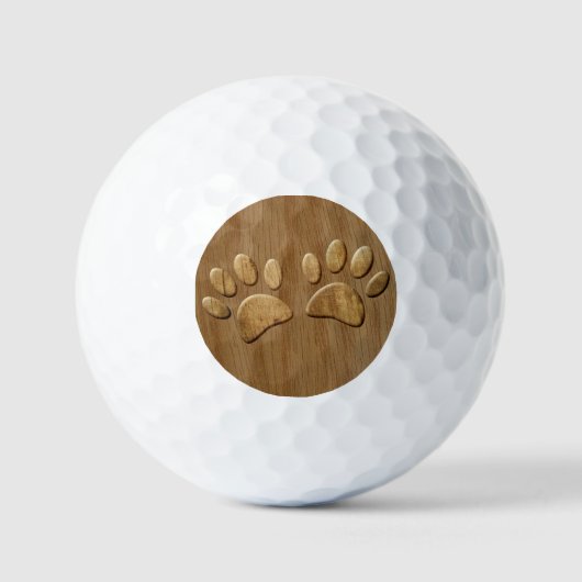 Wood Dog Paw Prints Golfballen (Voorkant)