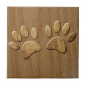 Wood Dog Paw Prints Tegeltje (Voorkant)