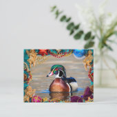 Wood Duck Drake Christmas Kaart (Staand voorkant)