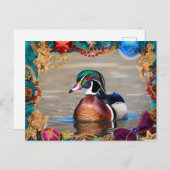 Wood Duck Drake Christmas Kaart (Voorkant / Achterkant)