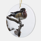 Wood Duck in Snow Keramisch Ornament (Links)