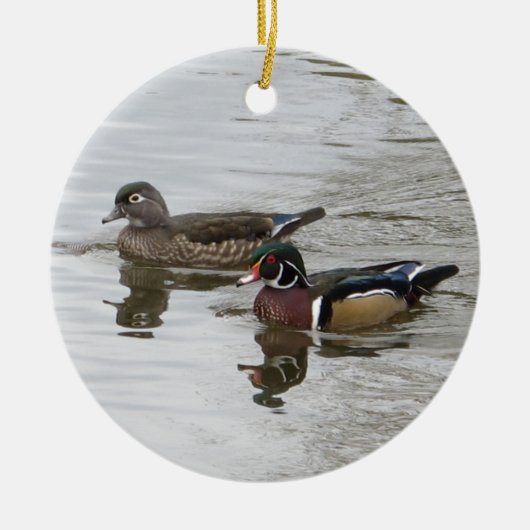 Wood Duck Pair Keramisch Ornament (Voorkant)