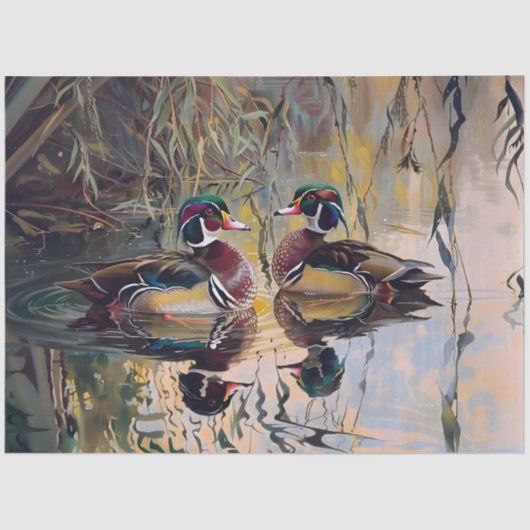 Wood Ducks on the Pond Artwork Decoupage Tissuepapier (Voorkant)