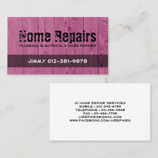 Wood Fence Maroon Visitekaartje (Voorkant / Achterkant)