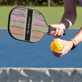 Wood Grain Customizable Family Name  Pickleball Paddle