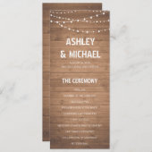 Wood Grain et lampes à cordes Programme de mariage (Devant / Derrière)