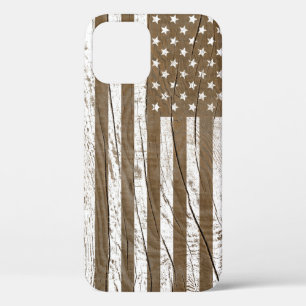 Wood Grain Grunge Amerikaanse vlag iPhone 12 Hoesje