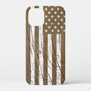 Wood Grain Grunge Amerikaanse vlag iPhone 12 Mini Hoesje
