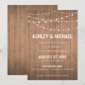 Wood Grain suite Huwelijksuitnodiging schuur stijl Kaart (Voorkant / Achterkant)