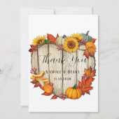 Wood Heart Shape Citrouille Mariage Merci Cartes (Devant)