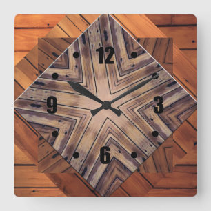 Wood Kaleidoscoop Design Square Wall Klocks Vierkante Klok