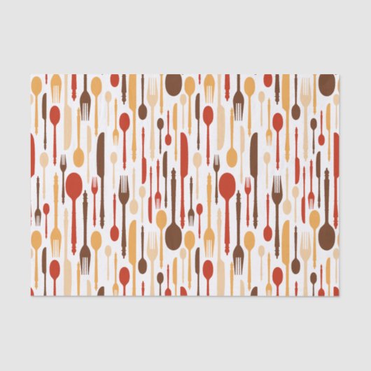  Wood Kitchen Fork Spoon Knife Tissuepapier (Voorkant)