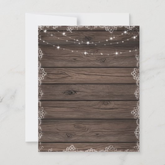 Wood & Lace String Light Rustic Wedding Invitation (Achterkant)