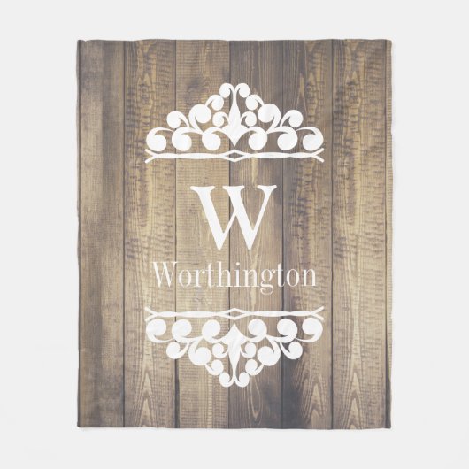 Wood Land Wood White Scrolls gepersonaliseerd Fleece Deken (Voorkant)