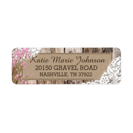 Wood Lavender en Lace Rustic Wedding Label (Voorkant)