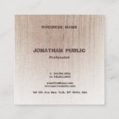 Wood Look Distressed Text Monogram Classy Sjabloon Vierkante Visitekaartje (Achterkant)