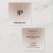 Wood Look Distressed Text Monogram Classy Sjabloon Vierkante Visitekaartje (Voorkant / Achterkant)