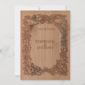 Wood Look Floral Bird Border Rustieke Bruiloft Kaart (Achterkant)