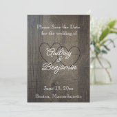 Wood-Look Save the Date kaarten (Staand voorkant)