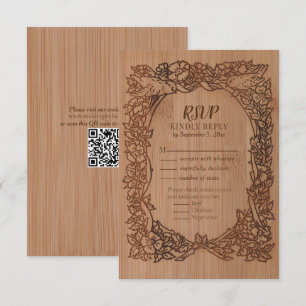Wood Look Wildflower Bird Border Rustieke Bruiloft