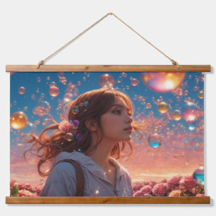 Wood met bovenzijde wandtapijt hangend wandkleed