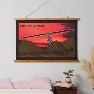 Wood met bovenzijde wandtapijt hangend wandkleed