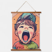 Wood met bovenzijde wandtapijt hangend wandkleed (Voorkant)