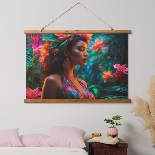 Wood met bovenzijde wandtapijt hangend wandkleed (Slaapkamer)