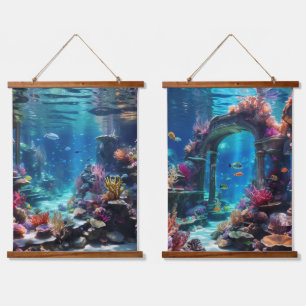 Wood met bovenzijde wandtapijt hangend wandkleed